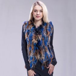 Rabbit fur multi colored fringe vest! Size large