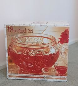 NEW Indiana Glass 18-Piece Punch Bowl Party Set