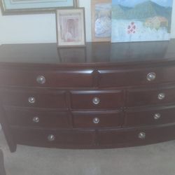 Wood Dresser,  Mirror And Nightstands 