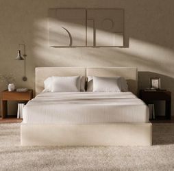 RECCI Queen Platform Bed Frame with Plush Upholstered Headboard 6-Inch, Easy Assembly, Noise-Free Stability (Beige, Queen (U.S. Standard))