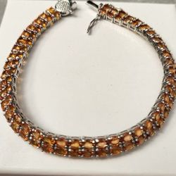 Genuine  Orange Sapphire Bracelet 