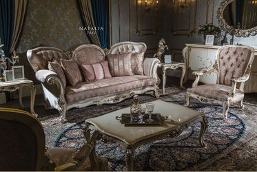 Handmade Baroque Living Room Set — Natalia 7450 Solid Wood