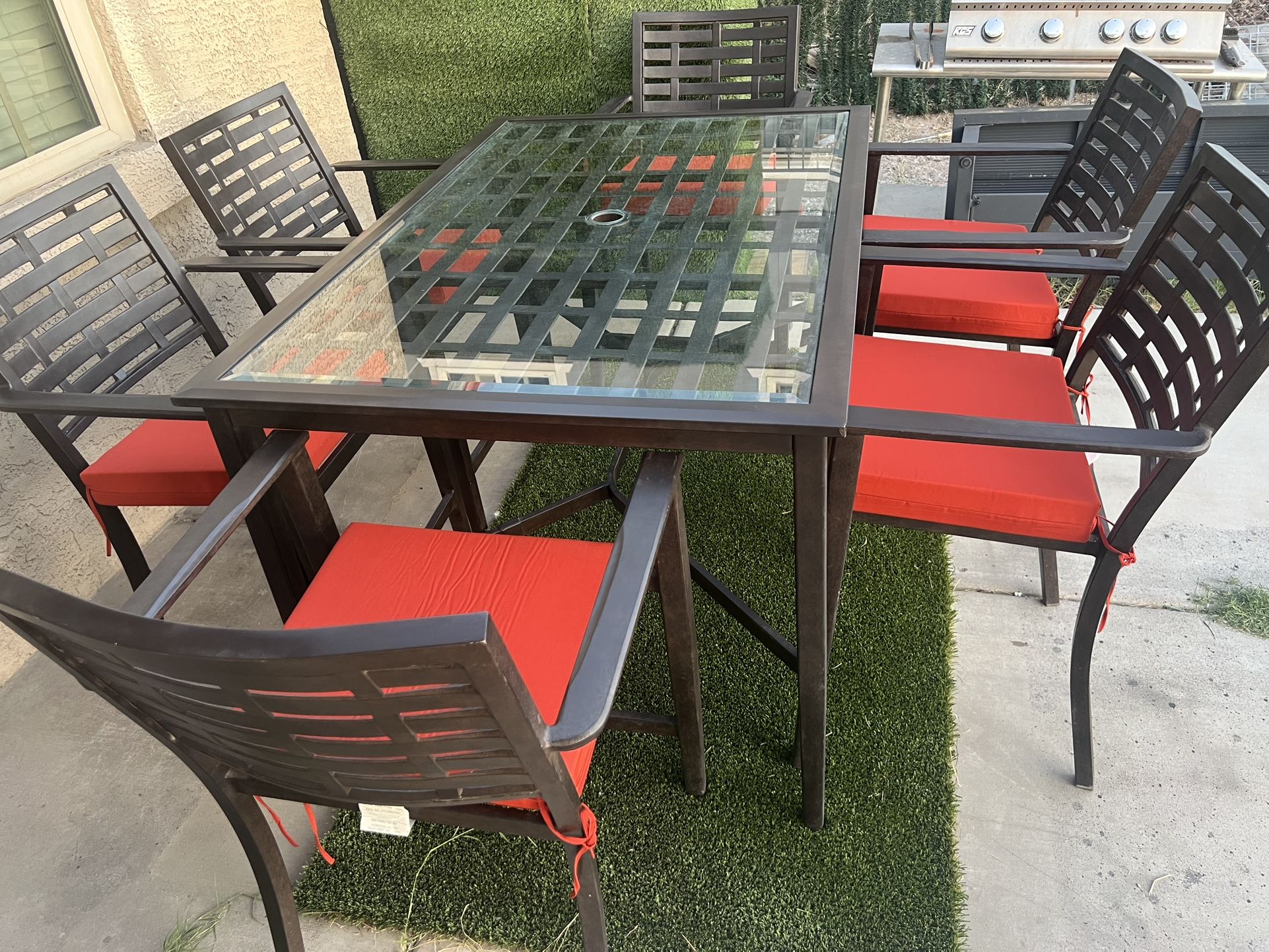 Patio,Outdoor Dining set,Barstool.Table,Chairs With Cushios.