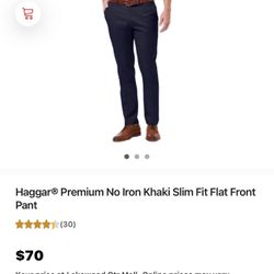 Haggar Premium No Iron Khaki Slim Fit Flat Front Pant