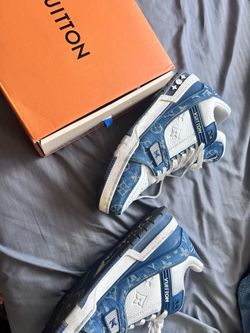 Louis Vuitton Men's Trainer sneakers in blue monogram