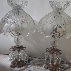 Pair of vintage Crystal lamps. 