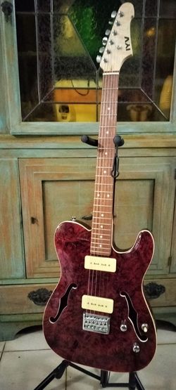 Brand new IYV ITF-450 semi hollow electric guitar with new bag, cable and shoulder strap