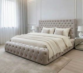 Tufted Upholstered Bed Frame with Headboard