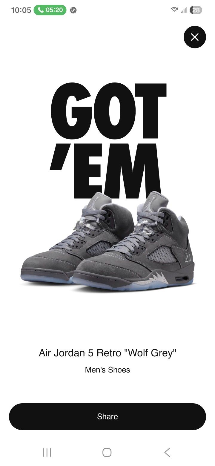 Air Jordan 5 Retro Wolf Grey ( 2026 )