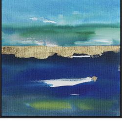 Brand New 30" x 30" Blue and Green Glossy Abstract Wall Decor Print Painting