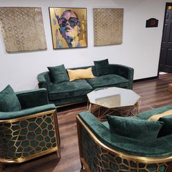 Emerald & Gold 6pc Sofa Set
