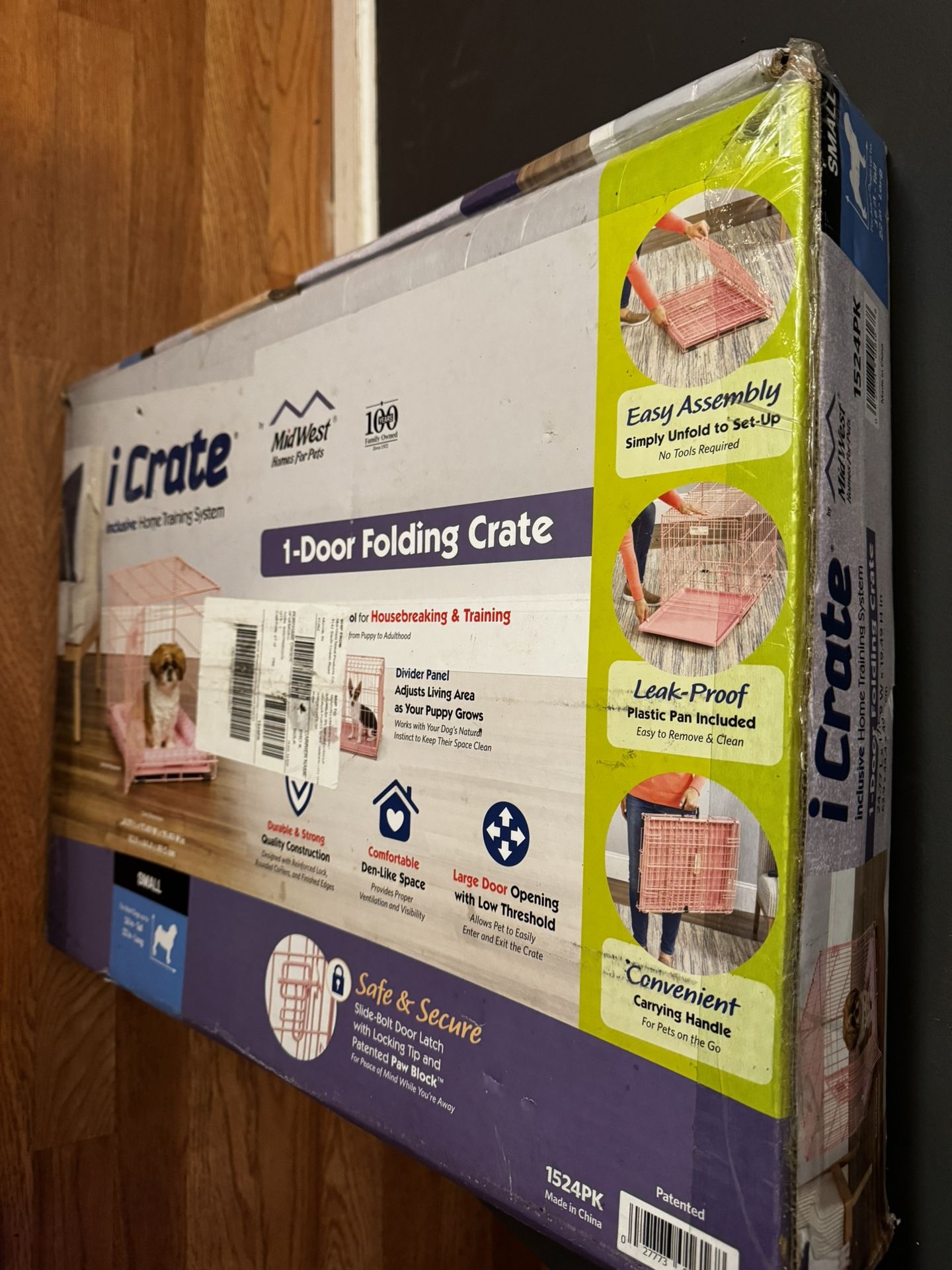 Midwest Pink Fashion iCrate Single Door Folding Dog Crate