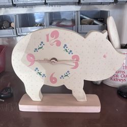 VTG Novelty Pig Shaped Wooden Clock