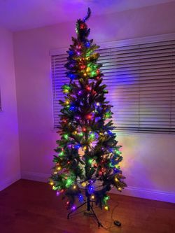 Brand New GARVEE 7.5ft Multicolor LED Artificial Christmas Tree Set - 1100 Lights, 8 Lighting Modes, PVC Needles, Metal Collapsible Stand SKU529