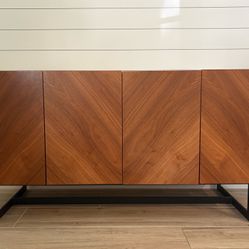 CB2 - Suspend 57” Walnut Wood Media Console with White Marble Top