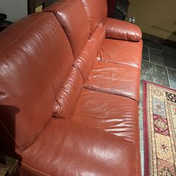 Leather Couches, Red Color , Good Condition.