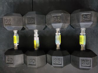 Brand new 35 & 40lb rubber hex dumbell pairs