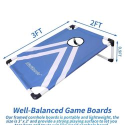 ✌️ Portable Cornhole Set PVC Framed Corn Holes Outdoor Game Set with 2 Cornhole Boards, 8 Cornhole Bean Bags and Carrying Case, Camping Games Indoor