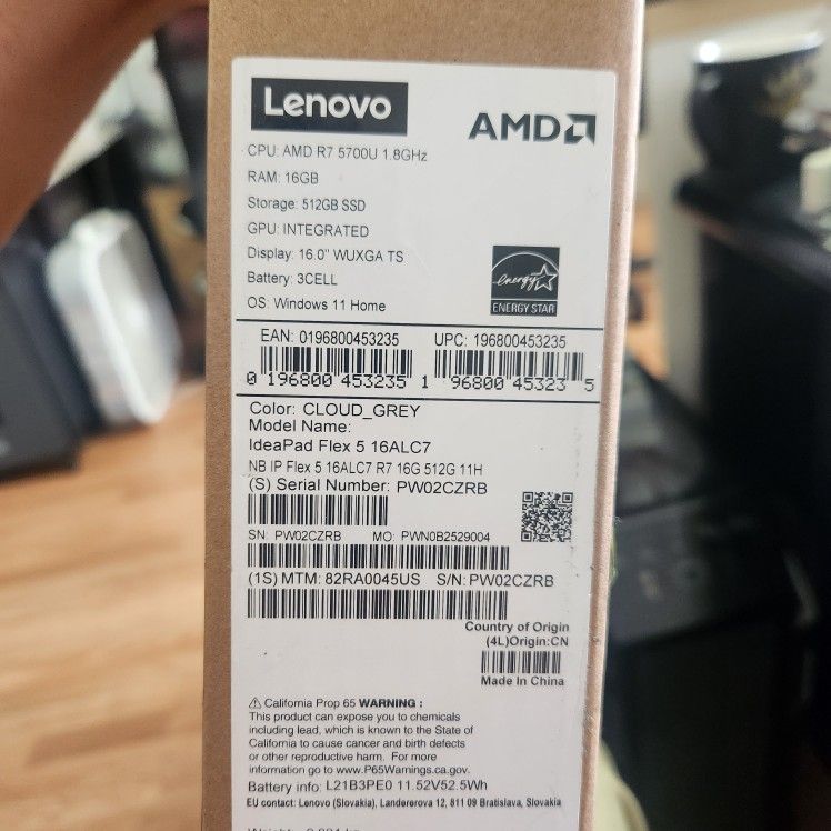 Lenovo IdeaPad Flex 5 Ryzen 7 16gb Laptop