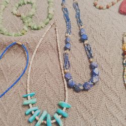 Lot of different beaded necklaces 
