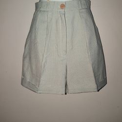 Vintage Carbone Gingham Pleated Women's Shorts Y2K 