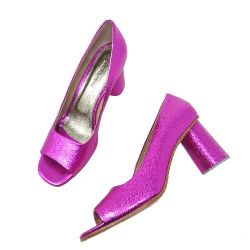 Rachel Comey Women's Heels Metallic Pink Leather Open Toe Sandal Pumps Shoes 