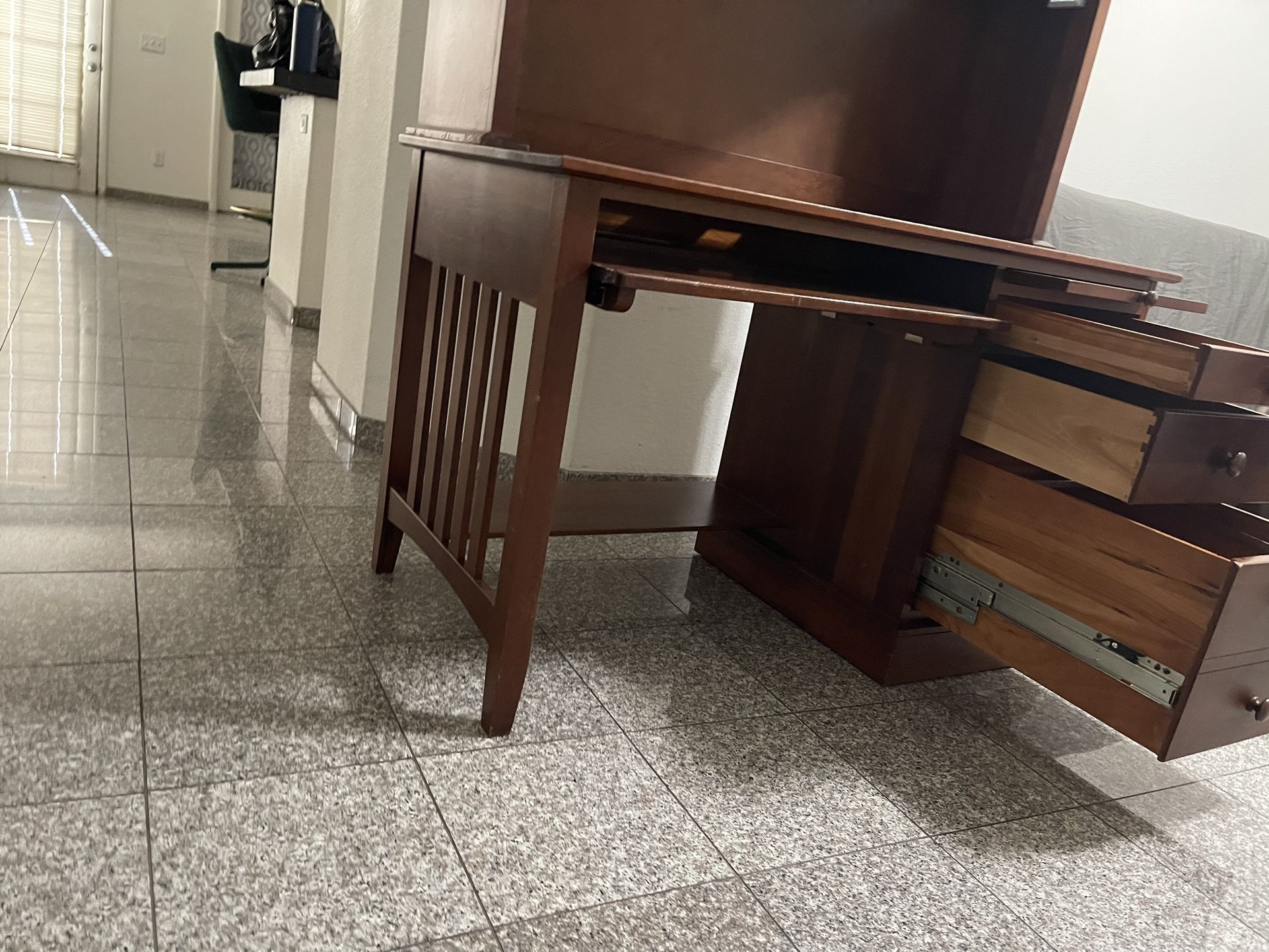 Large Wood, Computer desk with hutch /moving Lower Price