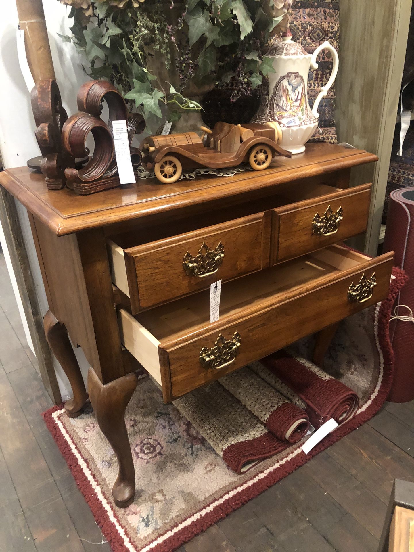 Vintage Thomasville Fisher Park Collection Table With Two Drawers.