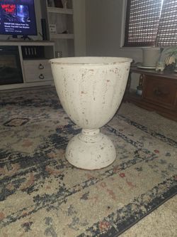 Distressed Metal Pedestal Planter Urn