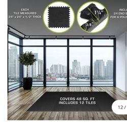 Diamond Plate Exercise Mat 1/2 Inch (2sets) 48 Sq Foot 