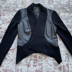 bebe Black Leather Jacket, Size Xs