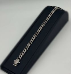 Jewelry .925 Sterling Silver white CZ stone 2.00CTW Cuban link bracelet 7.50” 5.0mm 22.30g