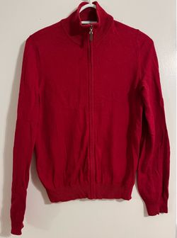 Red zippered sweater