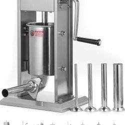 Stainless Steel Vertical Sausage Stuffer,Sliver,Dual Speed, Easy Clean Up Sausage Maker (8Lb/3L)