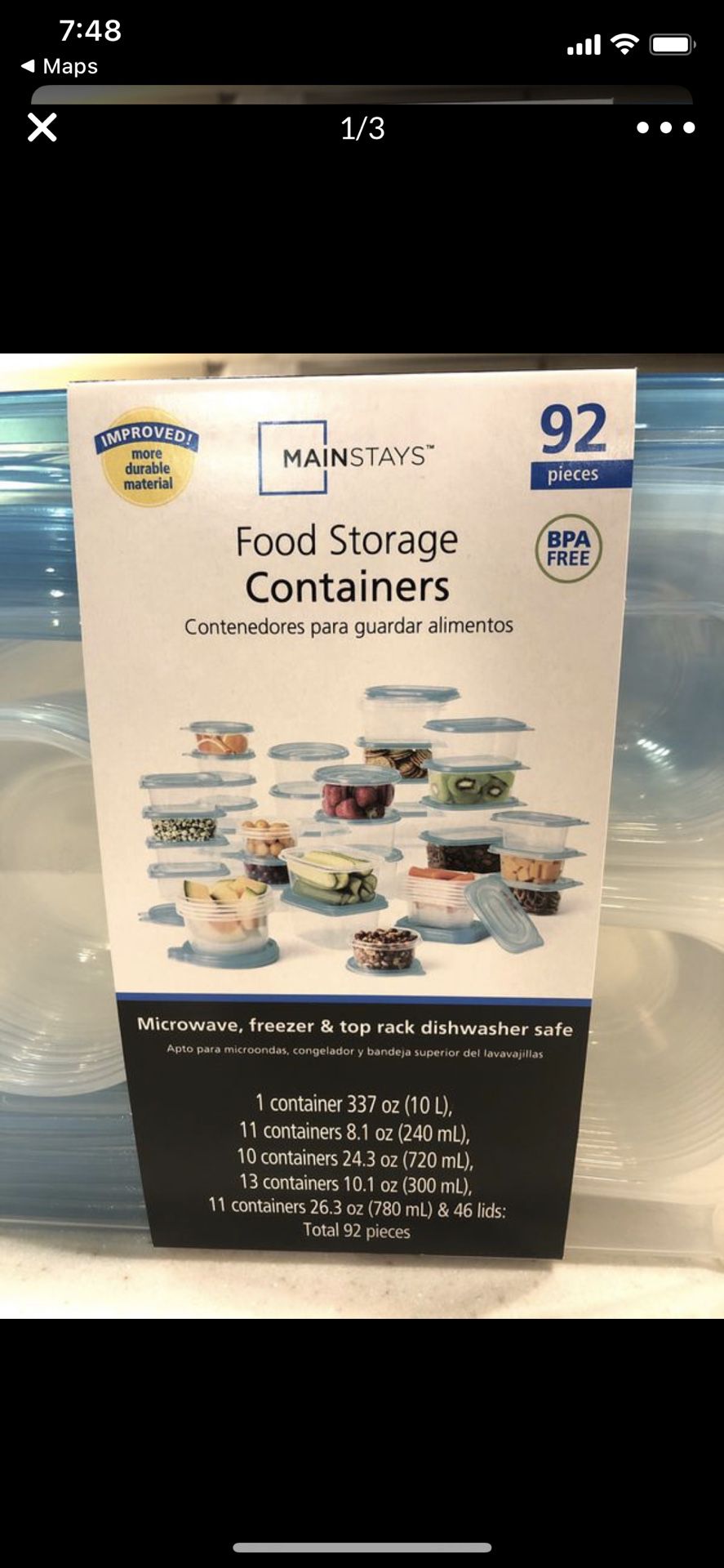Food storage plastic containers (brand new in package!)