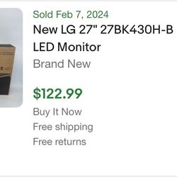 Brand new LG monitor 27”