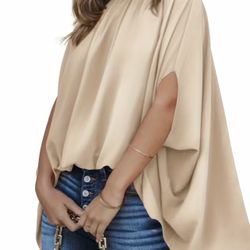 Beige Batwing Top