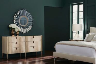 Caracole Wonderful Mirrored Dresser, Champagne Gold Luxury Chest of Drawers
