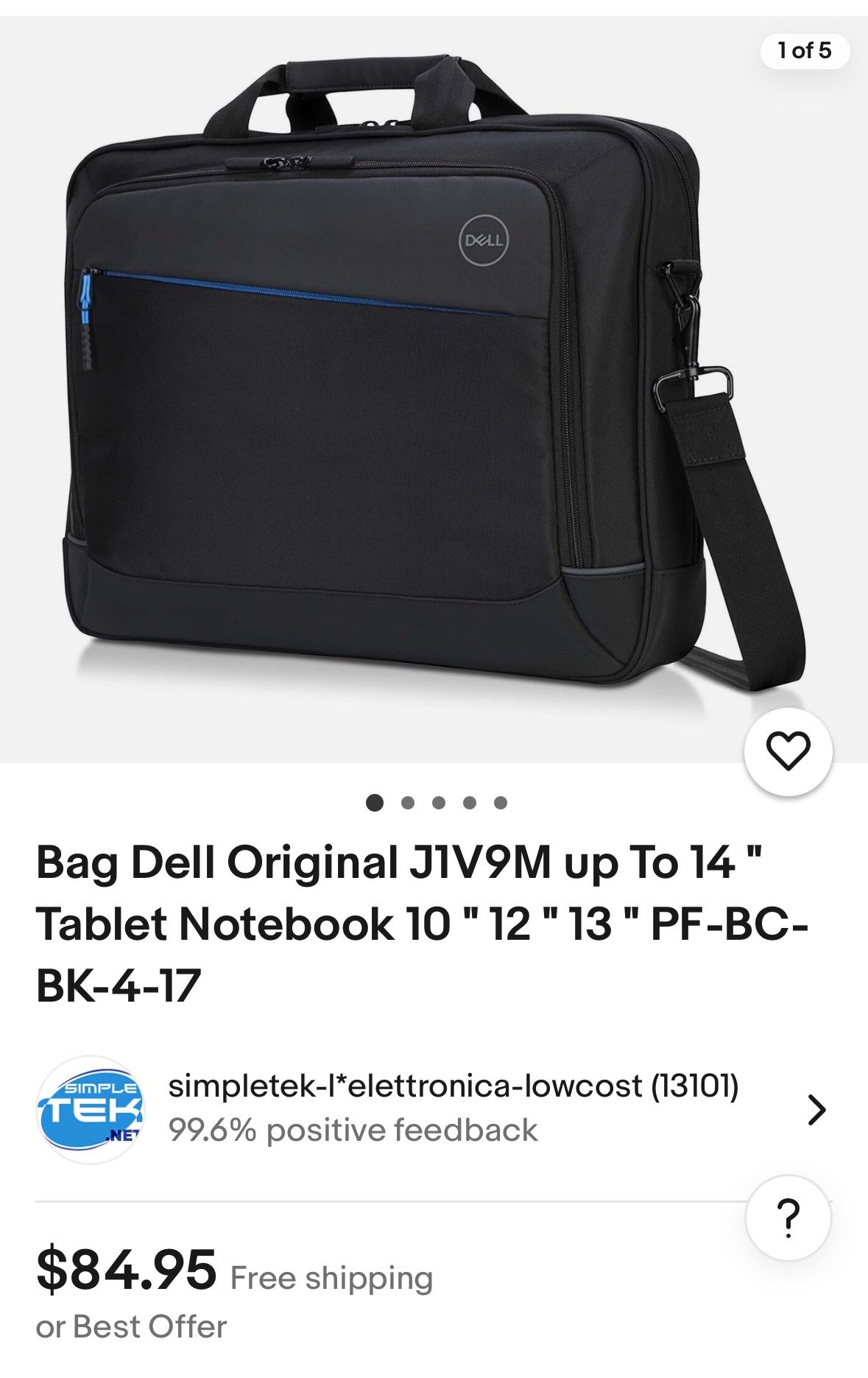 Bag Dell Original J1V9M up To 14 " Tablet Notebook 10 " 12 " 13 " PF-BC-BK-4-17