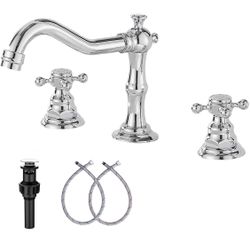 Two Handles 3 Holes 8-16 inch Widespread Bathroom Sink Faucet Chrome Basin Mixer Tap