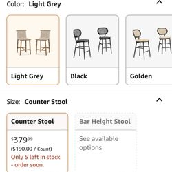 28-76 PURPLE LEAF Bar Stools Set of 2 with Back Aluminum Patio Counter Height Stools for Pool Lawn Kitchen All Weather Wicker Outdoor Bar Chairs