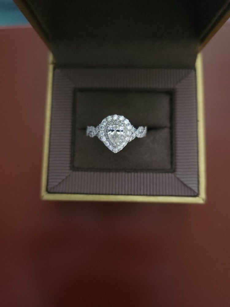 Neil Lane 14K White Gold Pear Cut Diamond Engagement Ring 