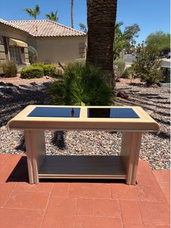 1980s Vintage Postmodern Organic white oak wood console style by Lou Hodges for Mersman