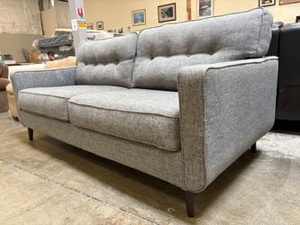 Modern Heathered Grey Woven 2 Seat Sofa