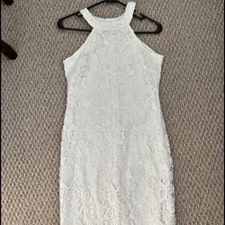 Cute midi White Lace Dress 