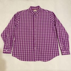 Dockers Classic Fit Light Purple/ White Plaid Button Down Shirt Men’s Size XL/XG