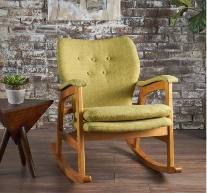 Rocking Chair with Arm Rest and Cushioned Seat