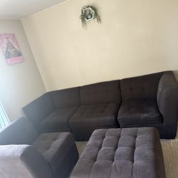 Fabric Couch With ottoman