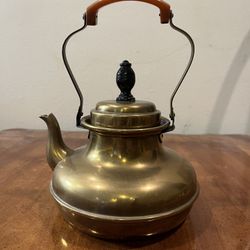  Vintage Brass Kettle with Unique Design and Engraved Trademark