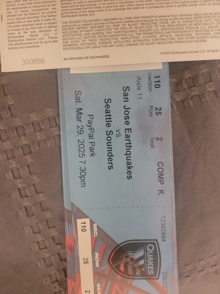 San Jose Earthquakes Vs Seattle Sounders @ Paypal 3/29